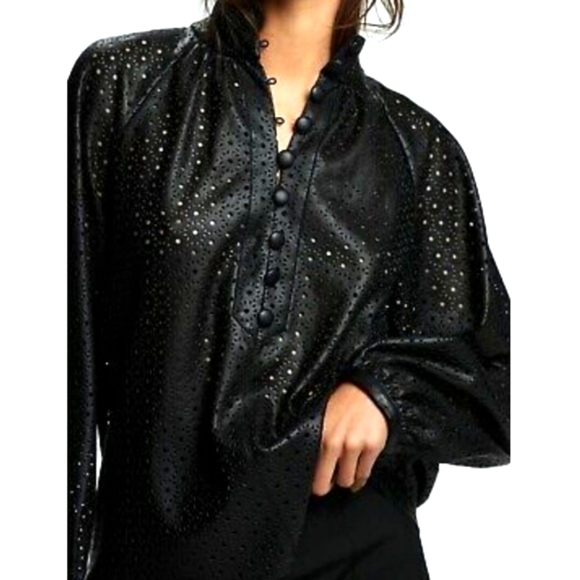 SHIPS FREE!! Brand New Zara Faux Leather Laser Cut Blouse - Picture 12 of 12